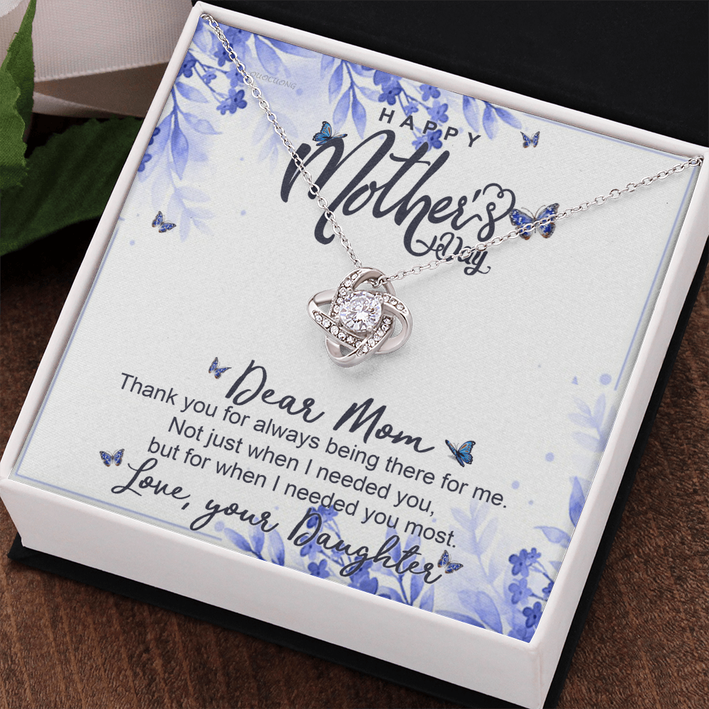Happy Mother Day Necklace Gift For Mom, Dear Mom Necklace From Daughter, To My Mom Love Knot Necklace Gift On Mothers Day, Anniversary, Christmas Birthday Gifts, Jewelry Gift For Mom, Women