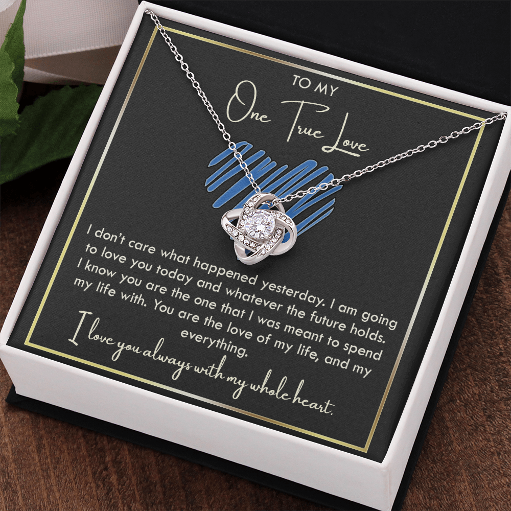 To My Girlfriend Necklace From Boyfriend, Husband, To My One True Love Knot Necklace With Message Card, Gift Necklace For Soulmate, Wife On Valentine s Day Gift For Wife, Soulmate Birthday Gift