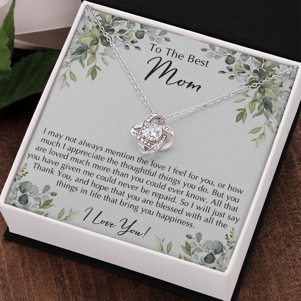 To The Best Mom Necklace From Daughter, Thank You For Mom Necklace Gift For Mom, Mother And Daughter Love Knot Necklace Gift On Mother's Day Anniversary, Birthday Gift Christmas, Jewelry For Women