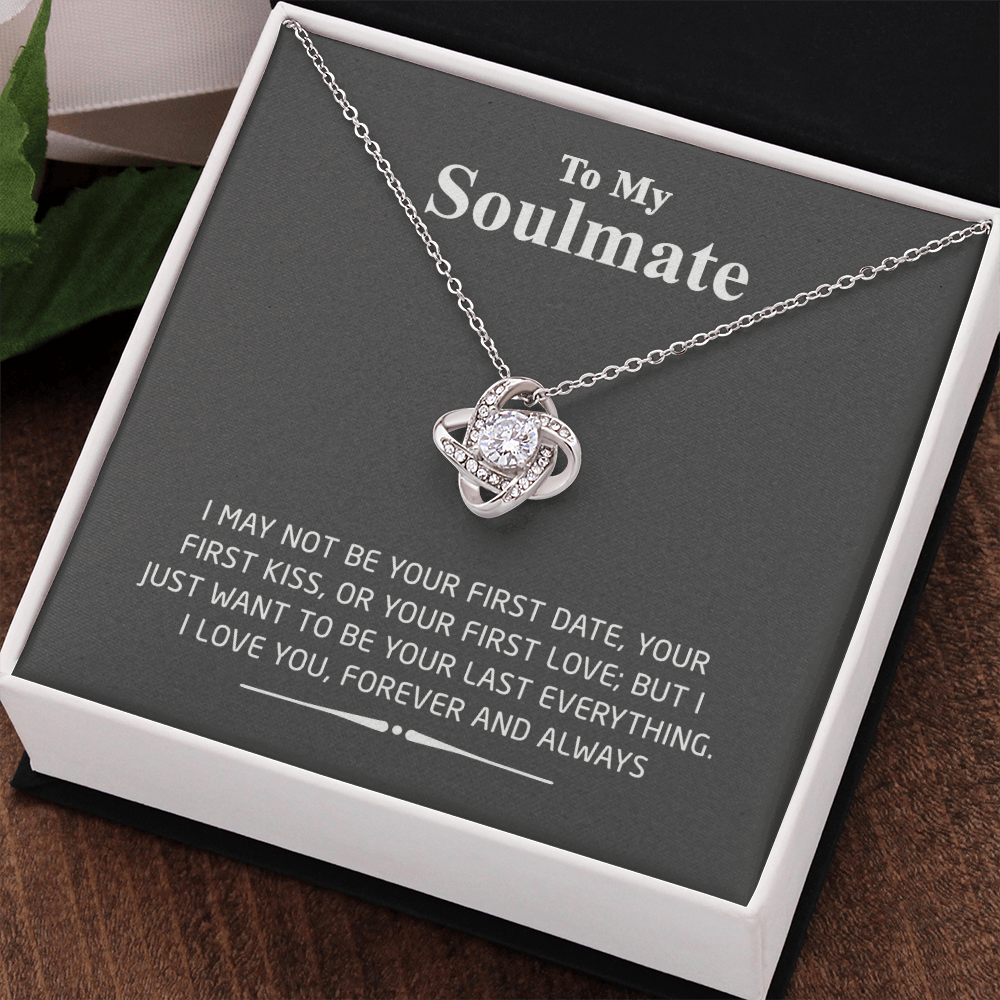 To My Smokin Hot Soulmate Love Knot Necklace - Wife Gifts Necklace From Husband To My Wife Necklace, Gift for Her Romantic, Girlfriend Gifts Message Card and Gift Box For Soulmate Love Knot Pendant