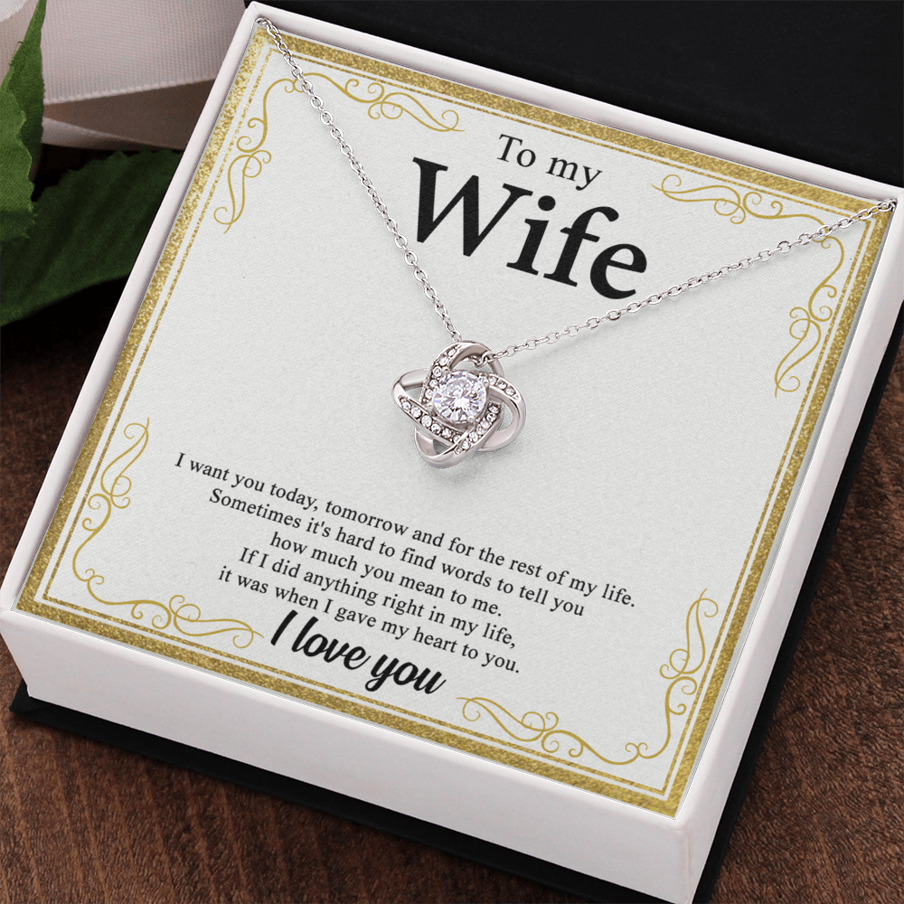 To My Wife Necklace From Husband My Heart To You Necklace Gift For Wife, Wife Gift Necklace, Husband To Wife Gift Love Knot Pendant Gift From Men Jewelry Gift For Women Soulmate Gift Pendant