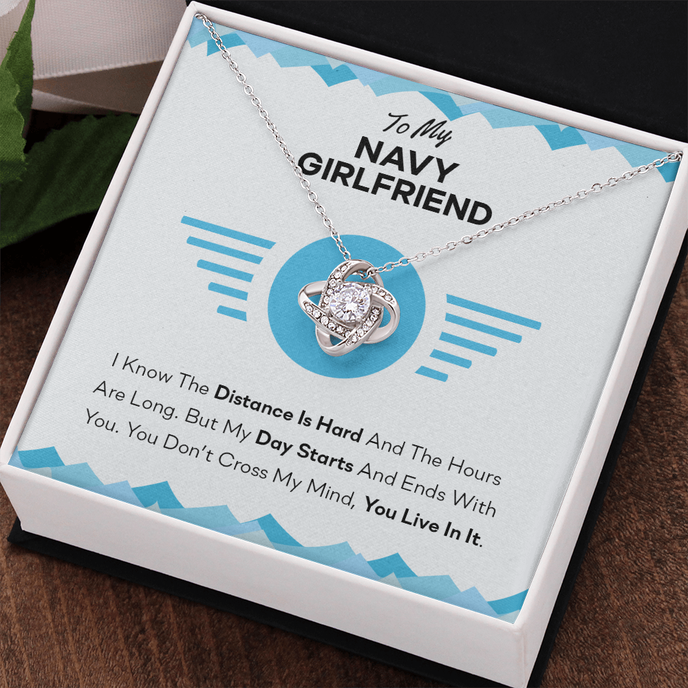 To My Navy Girlfriend Gifts for Navy Girlfriend's Birthday Present Anniversary From Boyfriend, Husband, Girlfriend Gift Necklace - Jewelry Gift For Girls, Love Knot Pendant Gift For Girlfriend Soulmate