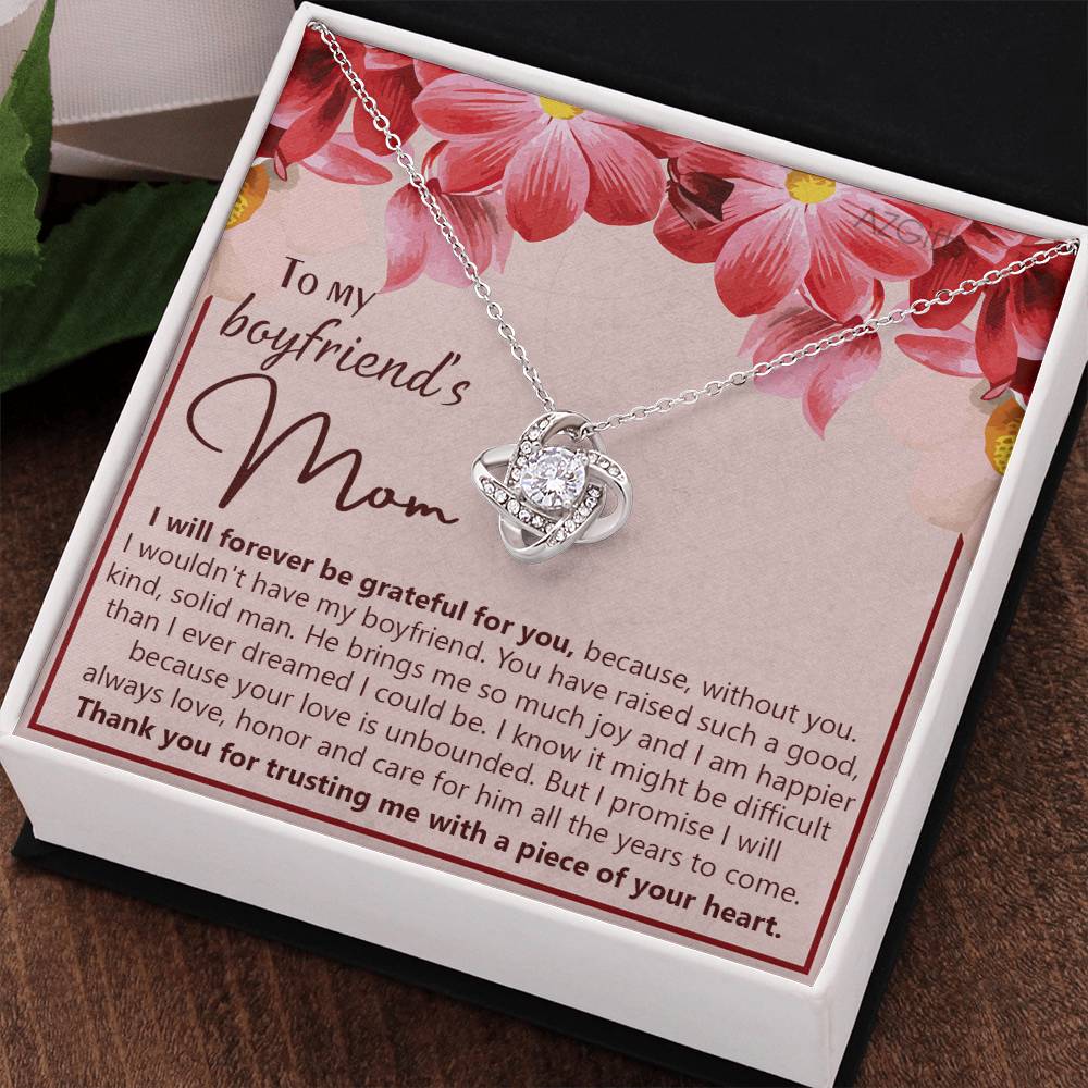 To My Boyfriend's Mom Necklace From Girlfriend Mom, Boyfriends Mom Love Knot Necklace, Boyfriend's Mom Gift Necklace, Boyfriend's Mom Gifts Necklace On Mother's Day, Xmas Present Jewelry For Women