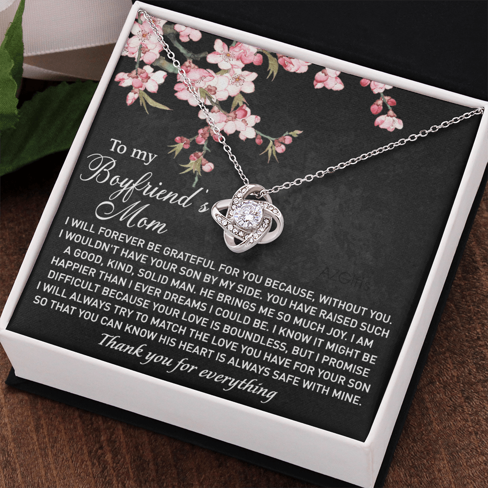 To My Boyfriend's Mom Necklace From Girlfriend, Gifts Necklace For Boyfriends Mom, Boyfriends Mom Love Knot Necklace Gift On Birthday Gift, Mothers Day, Christmas Anniversary, Jewelry For Women