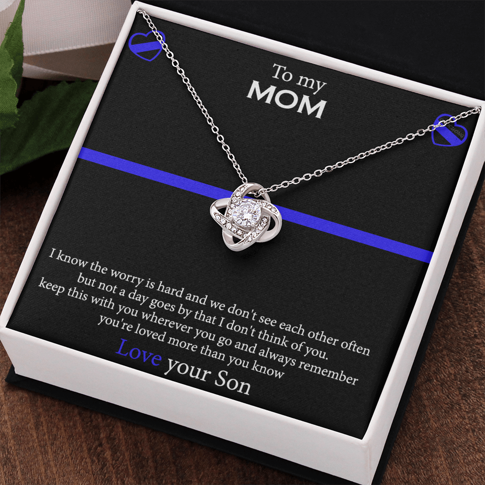 To My Mom Necklace From Son, Mothers Day Necklace Gift For First Mothers Day, Love Your Son Love Knot Necklace Gift For Mom, Best Friend Gifts For Mothers Day Things For Your Mom Jewelry Gift For Mom