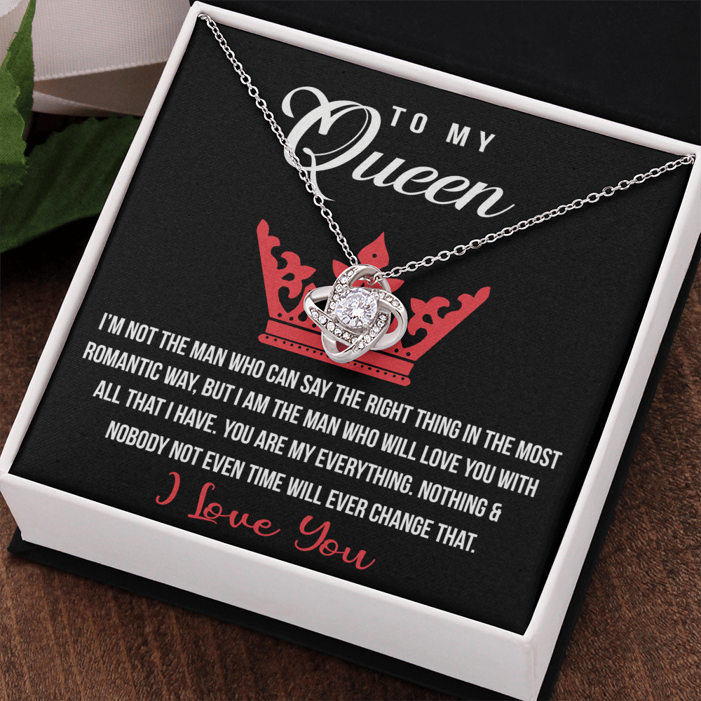 To My Queen Love Knot Necklace, Gift For Wife Girlfriend Soulmate Future Wife From Boyfriend, Husband, Girlfriend Gift Necklace - Jewelry Gift For Girls, Love Knot Pendant Gift For Girlfriend, Soulmate