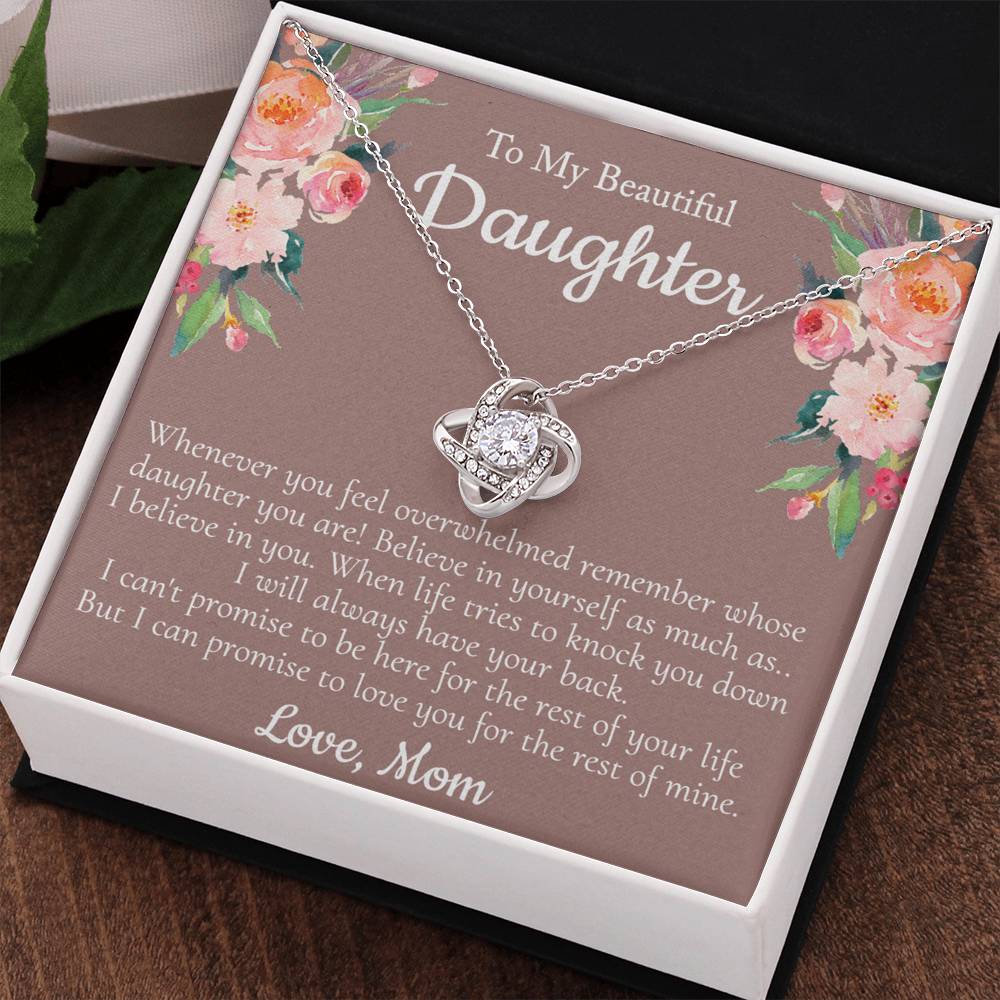 To My Beautiful Daughter Necklace From Mom With Thoughtful Card Box Gift, Necklace for Daughter from Mom Gifts Jewelry for Girls, Her Little Girl Necklace,  Mother To Daughter Gift Necklace
