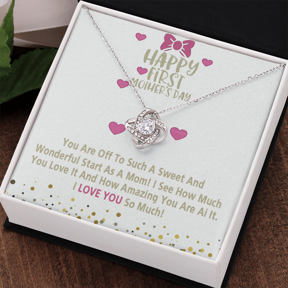 Happy Morther's Day Necklace, To My Mother Lovev Knot Necklace Gift Form Daughter, First Mother Day Necklace Gift, Mother And Daughter Gift Necklace For Mother Gift Necklace Jewelry Gift For Women