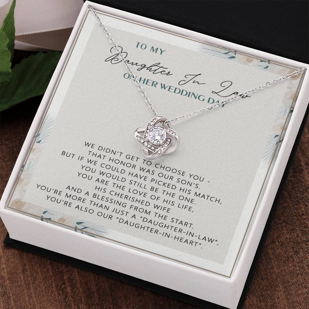 The Love Knot Necklace Daughter,  To My Daughter On Your Wedding Day Necklace From Mom, Bride Gift From Mom, Mother Of The Bride Gift To Daughter, Daughter's Wedding Day Keepsake Gift Unique Gift