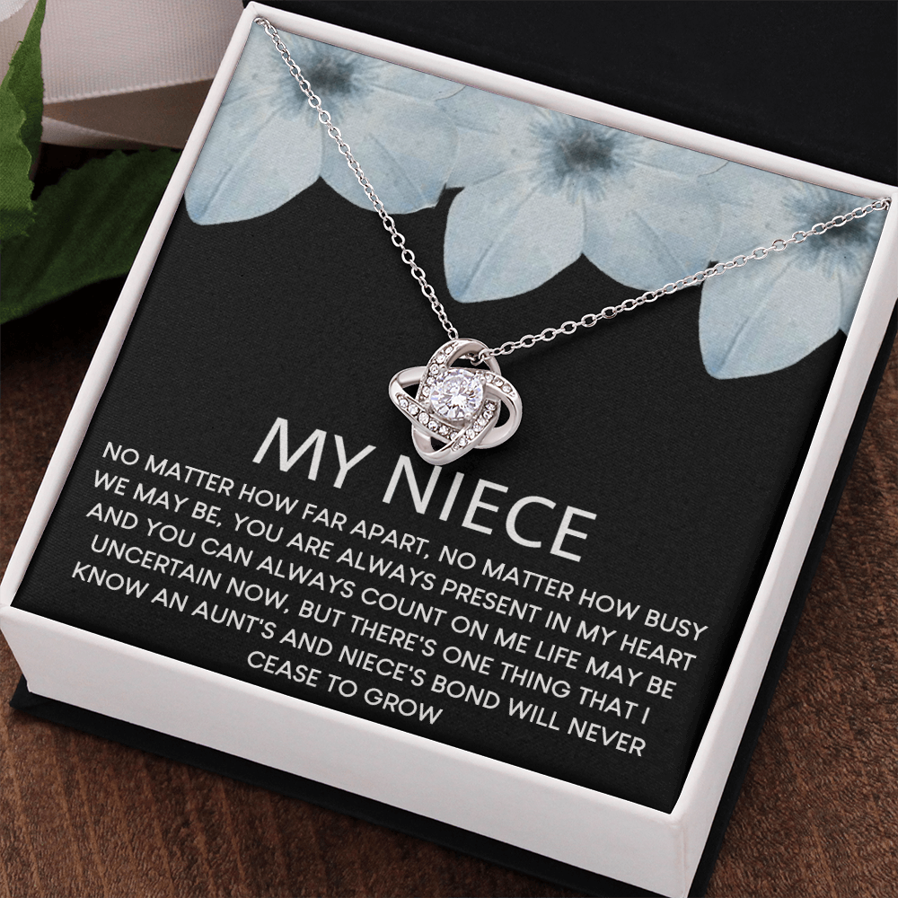 To My Niece Love Knot Necklace From Aunt, Niece Confirmation, Niece With Message Card and Gift Box Necklace Gift from Aunt or Uncle Aunt Niece Necklace, Niece Birthday Gift, Niece Graduation Gift