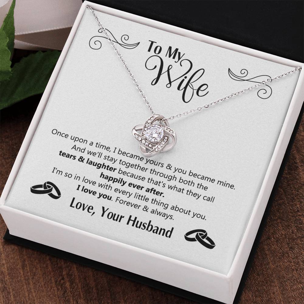 To My Wife Necklace Gift From Husband, Love Your Husband Love Knot Necklace Gift For Wife Soulmate Gift Necklace Girlfriend Husband To Wife Love Knot Pendant Jewelry Gift For Women, Woman Necklace