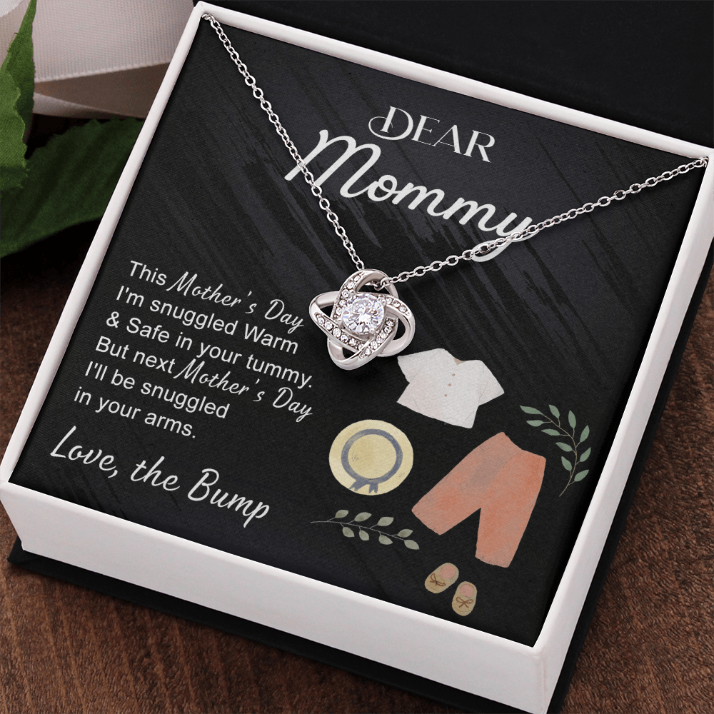 Dea Mommy Necklace, Mothers Day Gifts for Pregnant Wife, Happy Mothers Day Love Knot Necklace, Gift Necklace for Moms to Be, Mother To Be Mothers Day Pendant Gift, To My Mommy Necklace from Bump