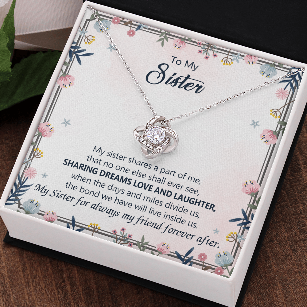 To My Sister Love Knot Necklace From Brother, Best Friend Pendant Inspirational Gift For Sister, Jewelry Gift For Girls, Women Teen Sisters Gifts Necklace, Love And Laughter Necklace For Sister