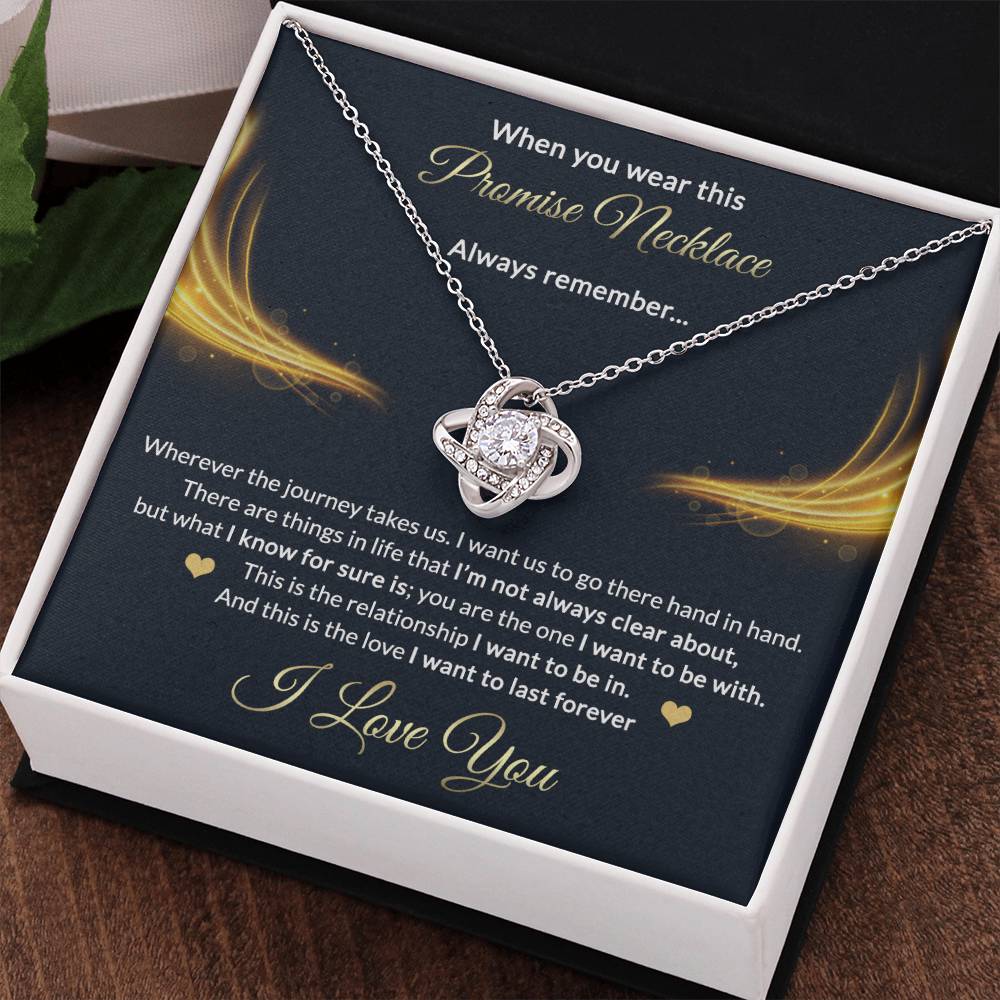 Promise Gift Necklace From Men, Jewelry Gift for Girls, Girlfriend - Promise Love Knot Necklace Gift for Women On Valentines Day, Anniversary, Long Distance Relationship Gifts Love Knot Pendant