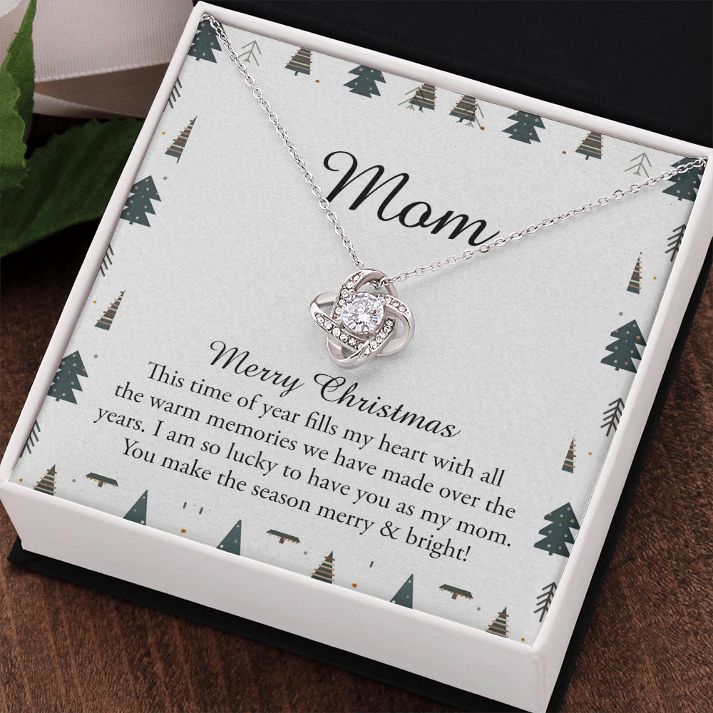To My Mom Necklace, To My Mom Love Knot Necklace From Daughter Son To Mom Mother In Law Pendant Christmas Necklace Gift For Mother In Law Gift Necklace, Merry Christmas Necklace Gift For Mom, Mommy