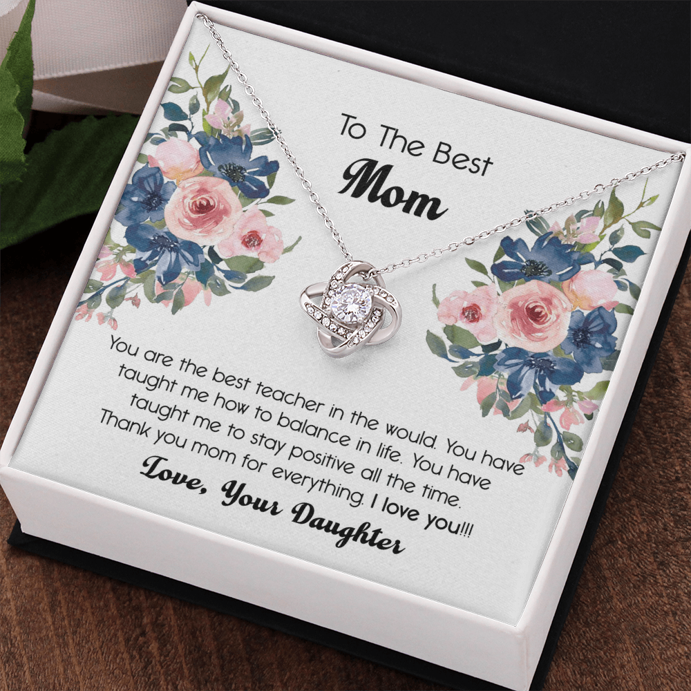 Thank You For Mom Necklace Gift For Mom, To The Best Mom Necklace From Daughter, Mother And Daughter Love Knot Necklace Gift On Mother's Day Anniversary, Birthday Gift Christmas, Jewelry For Women