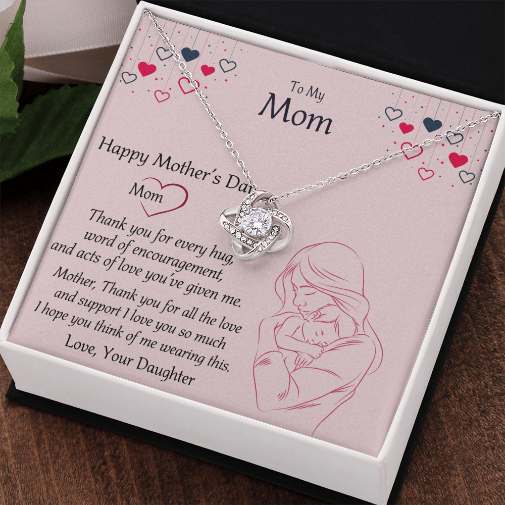 Happy Mothers Day Necklace, To My Mom Necklace From Mom, Mother Day Jewelry Gift Personalized Mothers Day Necklace Gifts For Mom Mother To Daughter Thank Gift Love Knot Necklace For Mom Jewelry