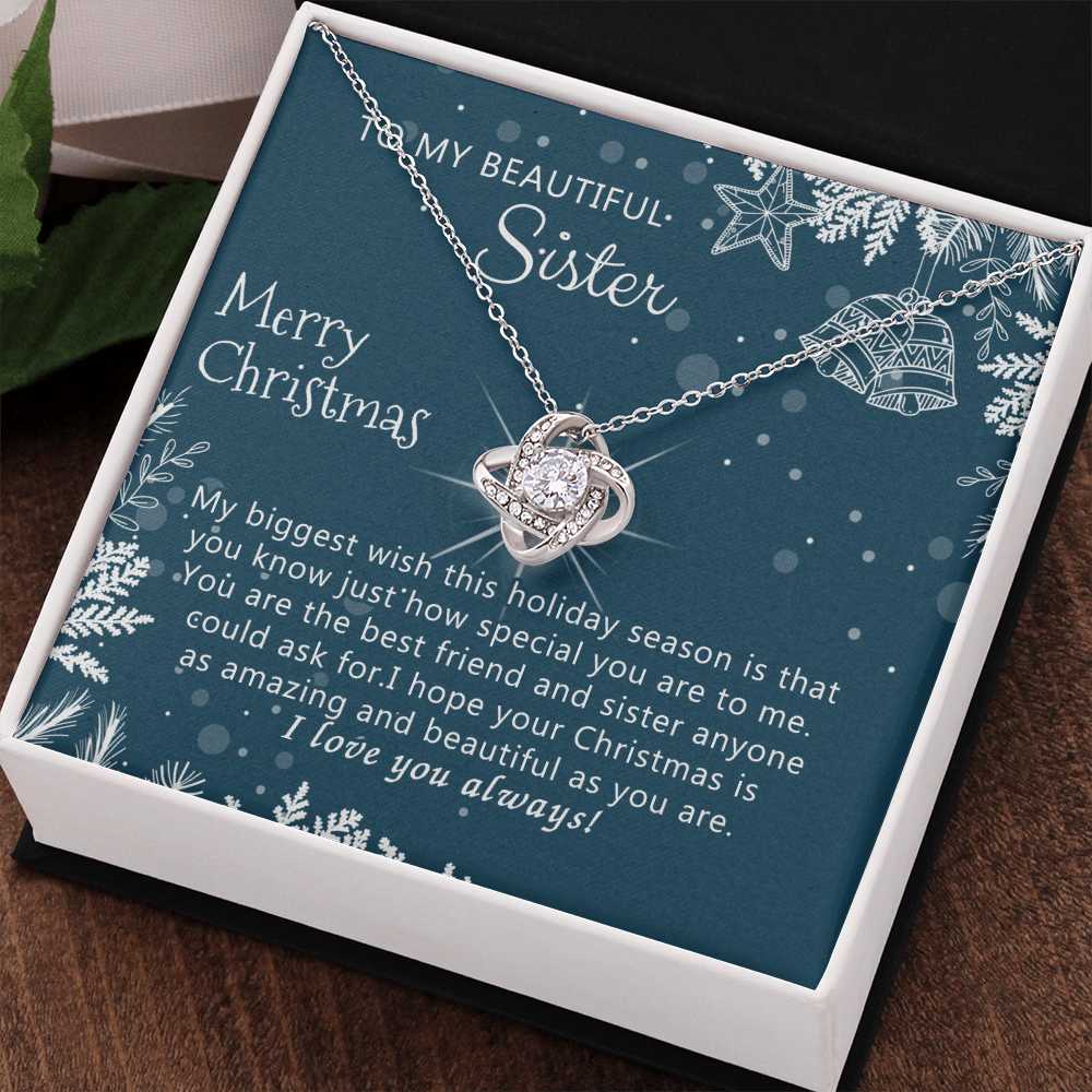 Personalized Gift Necklace, To My Beautiful Sisters Love Knot Necklace from Brother, Sisters Gift from Brother to Sisters Birthday Gift Necklace for Her, Jewelry Gift for Girls, Sister Gift Necklace