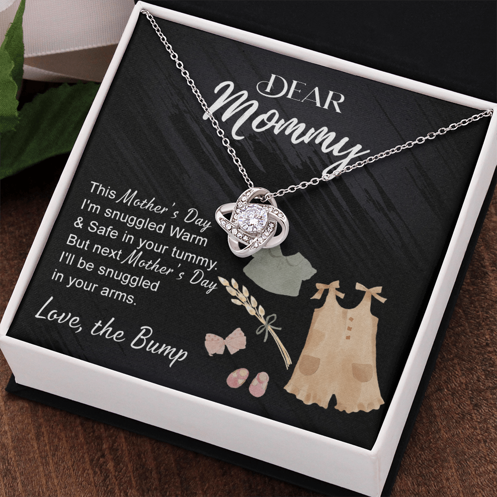 Dea Mommy Necklace Mothers Day Love Knot Necklace, Mothers Day Gifts for Pregnant Wife, Happy Mothers Day Necklace Gift for Moms to Be, Mother To Be Mothers Day Gift, To My Mommy Necklace from Bump