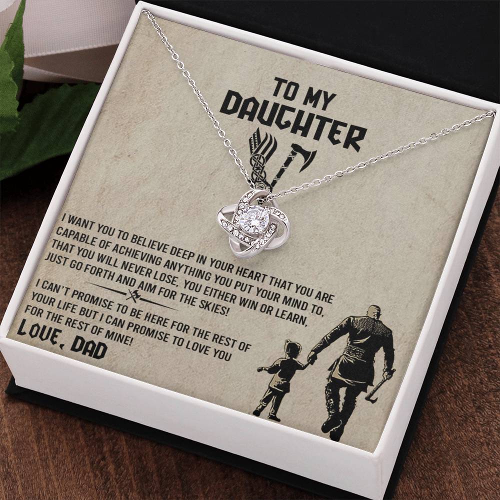 To My Daughter  Necklace from Viking Dad, Baby Girl Necklace Support Breath Be There Love Knot Chain, Personalized Gift Chain Necklace Jewelry for Women Gift On Birthday, Christmas Graduation Gift