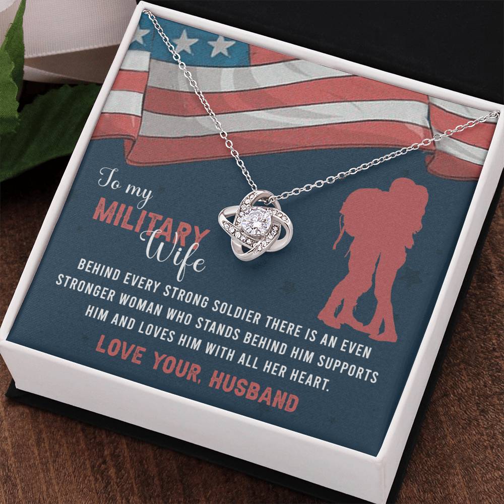 To My Military Wife Necklace From Husband Love Knot Military Necklace Gift For Wife Husband To Wife Love Knot Pendant For Wife Military Jewelry Gift For Women Army Gift Necklace Military Pendant