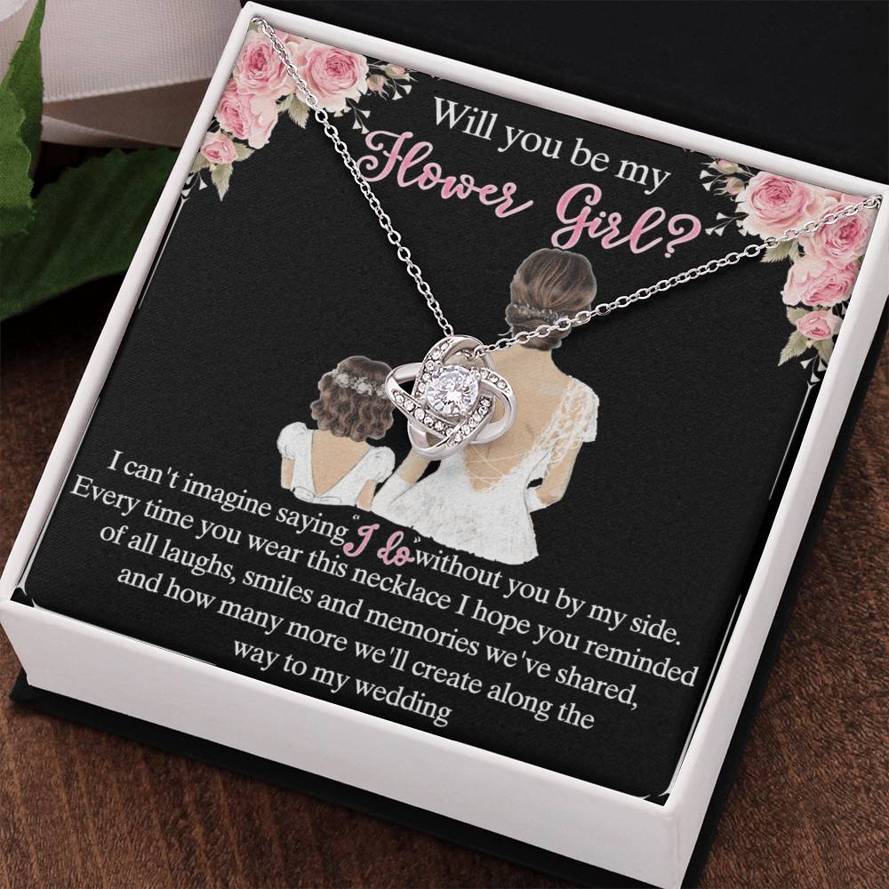 To My Daughter Love Knot Necklace From Mom And Daughter Pendant Gift For Daughter Will You Be My Hower Girl From Mother To Daughter Jewelry Gift For Girls, Daughter On Your Wedding Day Necklace Gift