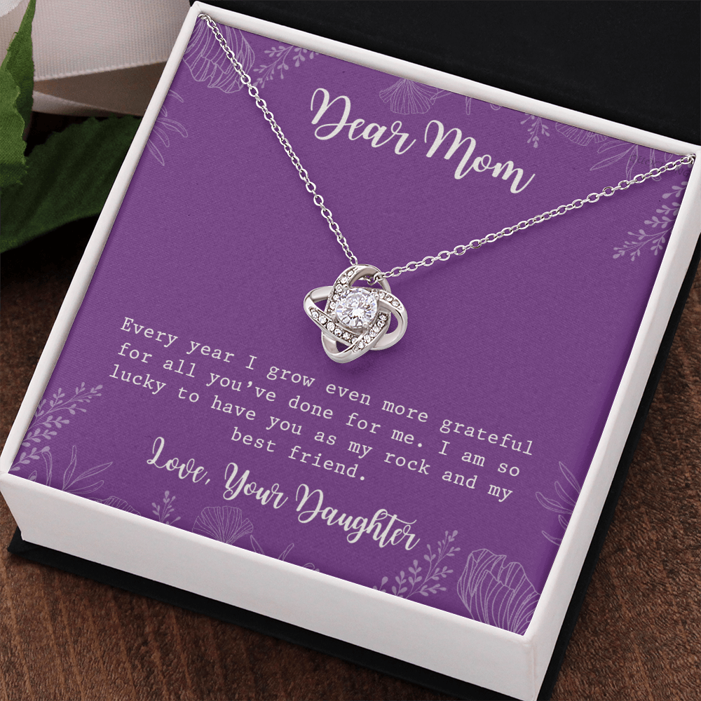 To My Mom Necklace From Daughter, My Best Friend Gift Necklace For Mom On Mothers Day, Birthday Gift Anniversary, Love Knot Pendant Gift For Her, Jewelry For Mom, Dear Mom Gifts Necklace