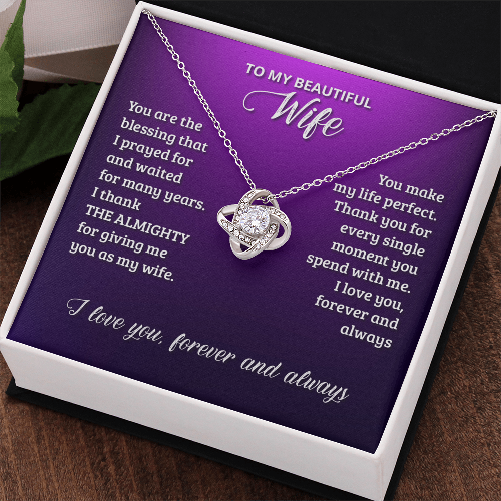 Beautiful Wife Gift Necklace, To My Wife Necklace From Husband, Wife Love Knot Necklace From Husband, Jewelry Gift For Women Badass Wife Gift Necklace, Soulmate Gift Necklace Gift From Men