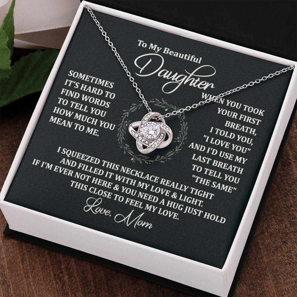 To My Beautiful Daughter Necklace Gift From Mom To Daughter, The Love Knot Necklace, Graduation Gift, Birthday Gift, Mothers Day Jewelry Birthday Gift For Daughter, Mother And Daughter Gift Jewelry