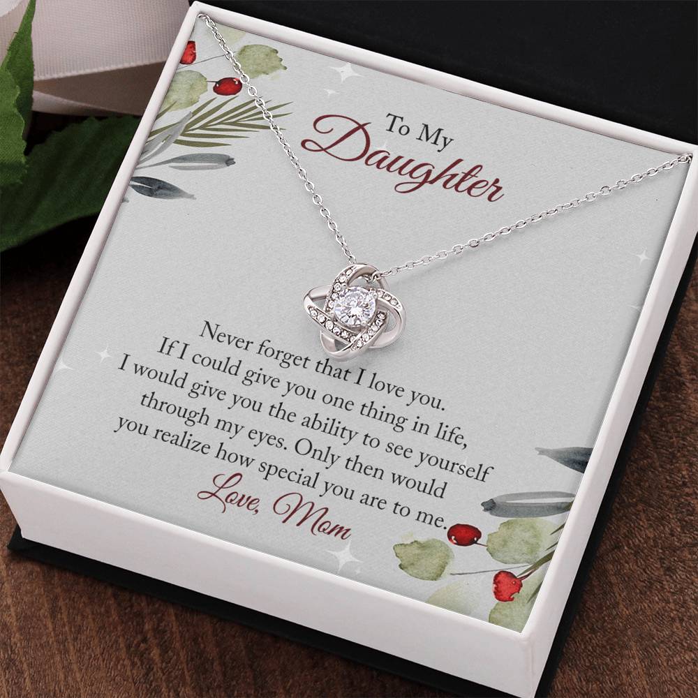To My Daughter Necklace From Mom, Christmas Necklace with Message Card and Gift Box For Daughter, Mother And Daughter Necklace Gift On Birthday Wedding Graduation Gift Never Forget Necklace