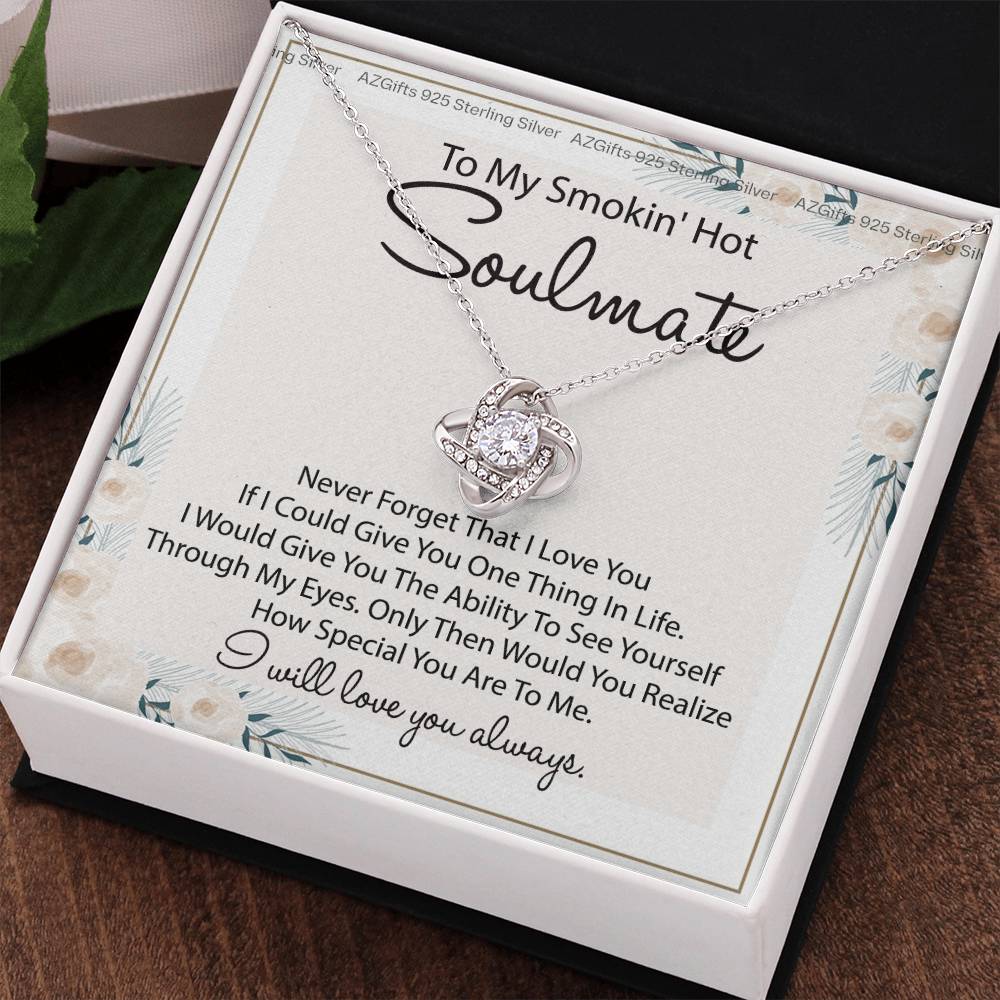 To My Smokin Hot Soulmate Necklace Gift From Husband Boyfriend, Birthday Necklace For Wife, Smokin Hot Gift Necklace for Her Romantic, Girlfriend Gift Necklace Smokin Hot Soulmate Message Card