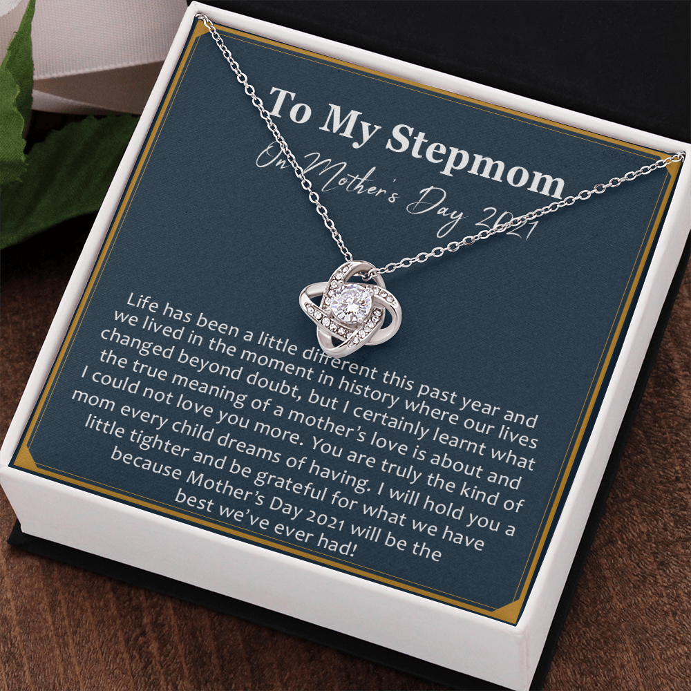 Mothers Day 2026 Gift for Stepmom, To My Step Mom Love Knot Necklace