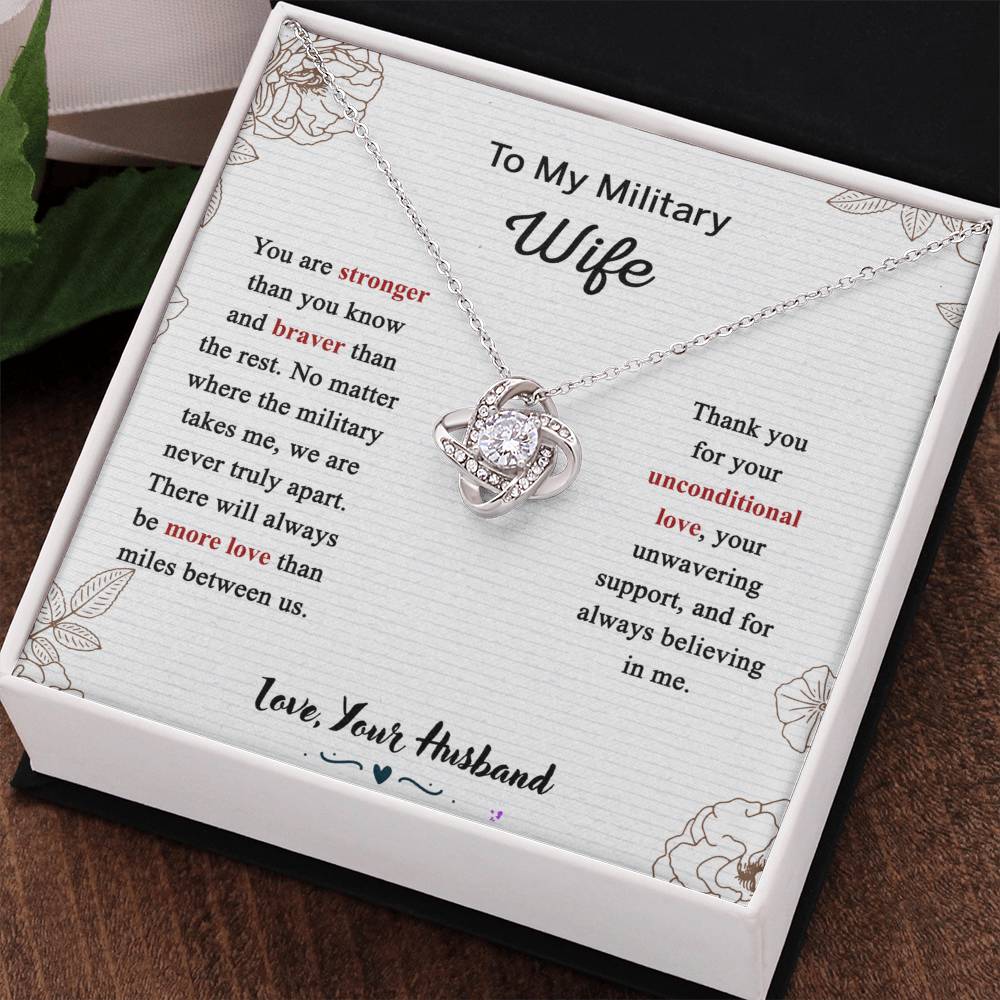 Military Wife Gift Necklace, Husband And Wife Love Knot Necklace, To My Military Wife Necklace From Husband - Necklace Gift For Wife, Jewelry Gift For Women, Soulmate Gift Necklace From Fiancee