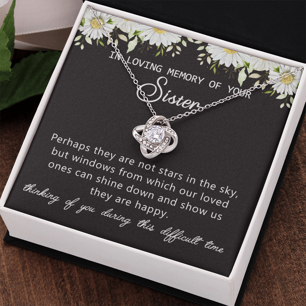 In Loving Memory Of Your Sister Love Knot Necklace, Sympathy Loss Of Sister Pendant, Sympathy Gift Box For Sister, Loss Of Sister Necklace For Sister, Condolence Gifts Pendant, Jewelry for Women