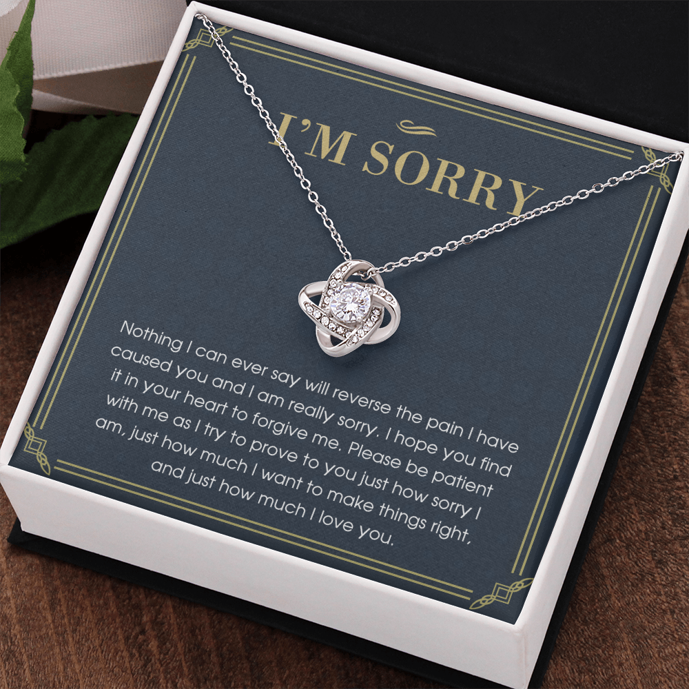 I'm Sorry Gift Necklace For Her, For Girlfriend, Soulmate, I Am Really Sorry Gift Necklace, I'm Sorry Love Knot Necklace From Boyfriend, Husband - Love Knot Pendant Gift For Girlfriend, Soulmate