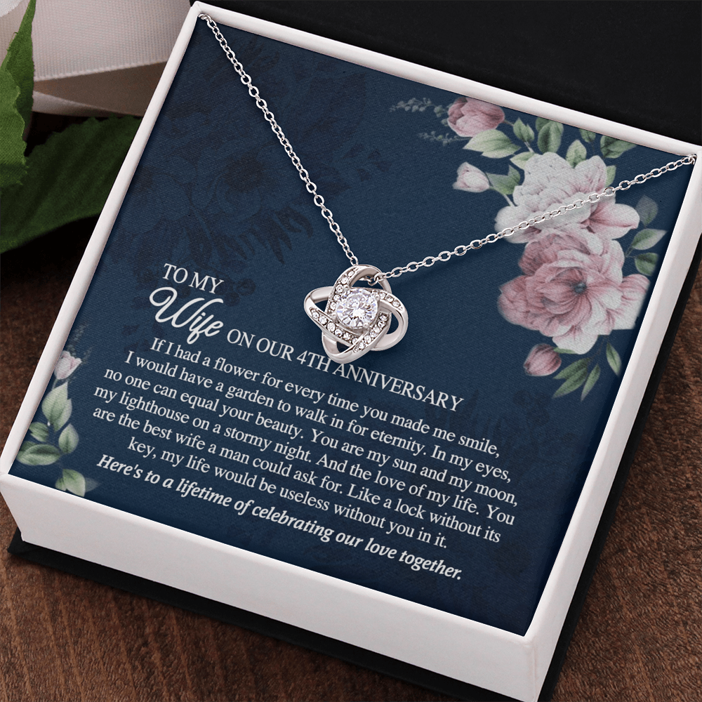 4th Anniversary Necklace Gift For Wife, 4TH Necklace Gift For Wife, Anniversary Necklace Gift For Wife, Soulmate Gift Necklace, To My Wife On Our 4th Anniversary Love Knot Necklace From Husband
