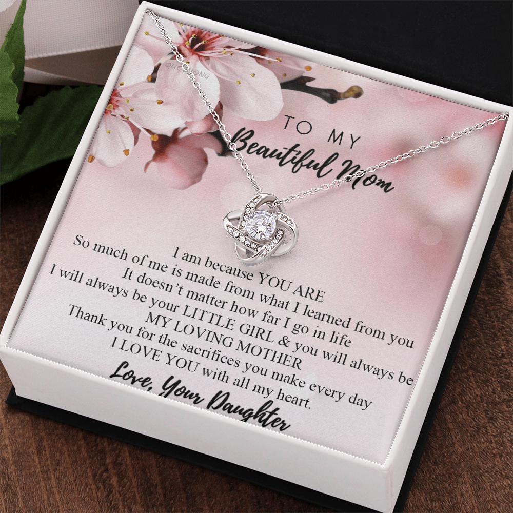 To My Mom Necklace From Daughter, Mother's Day Jewelry For Mom, Mother, Mother In law, Loving Mother Gift Necklace, Unique Moms Gift Ideas, Beautiful Mom Gift Love Knot Necklace On Mothers Day