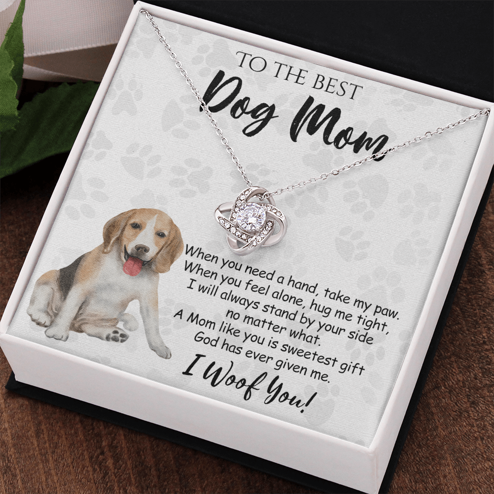 To The Best Dog Mom Knot Lnot Necklace From Daughter Mother's Day Necklace Gift, A Mom Like Beagle Gift Necklace And Message Card Jewelry Gift For Women, Dog Lovers, Beagle Dog Mom Necklace