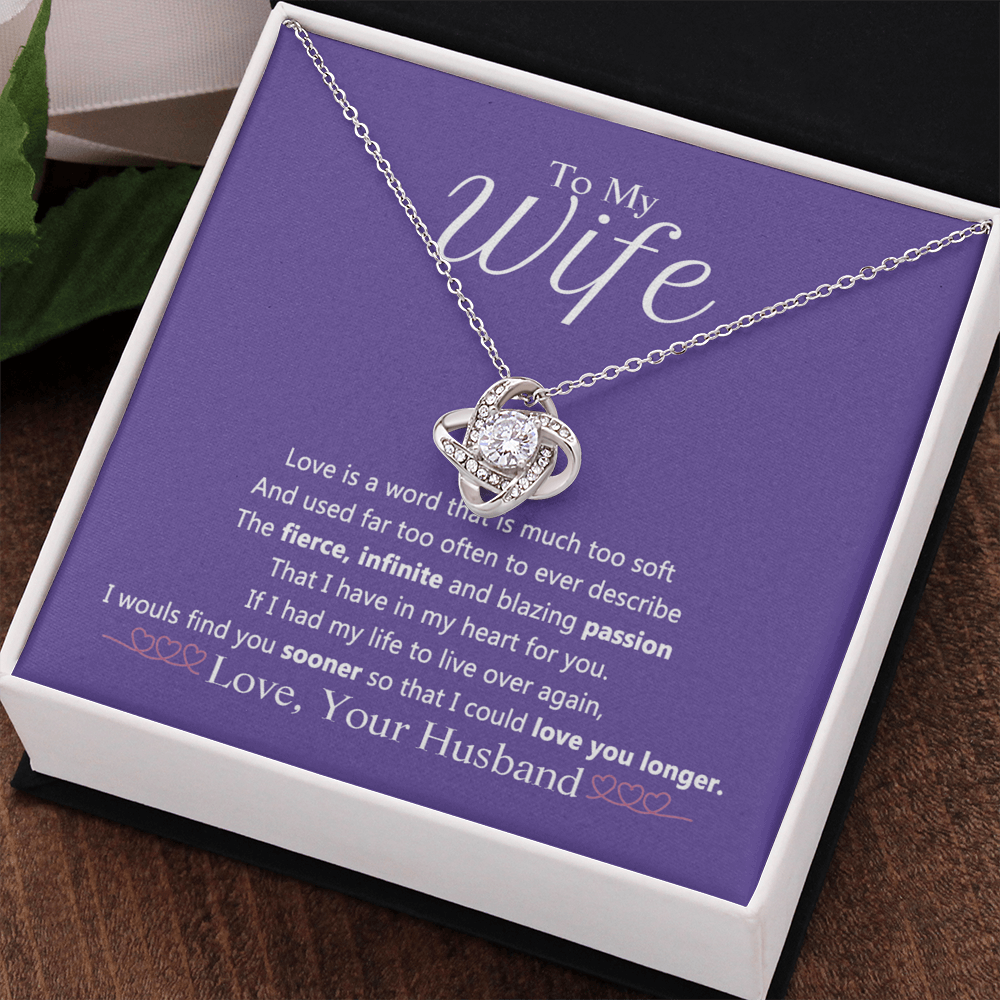 Wife Gift Necklace From Husband, To My Wife Necklace, Wife Love Knot Necklace From Husband, Jewelry Gift For Women Badass Wife Gift Necklace Soulmate Necklace Gift From Men Love You Longer Necklace