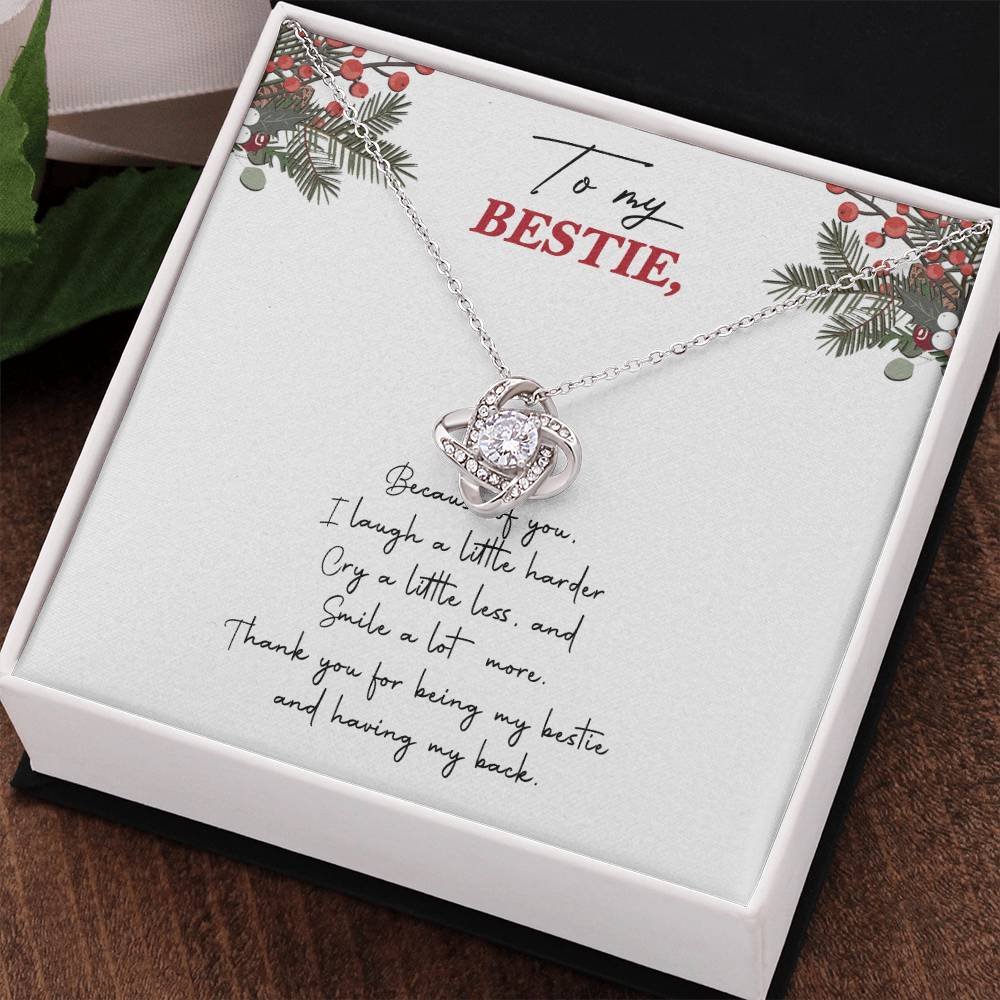 Gifts Necklace For Besties, To My Besties Love Knot Necklace From Friend, Man Because Of You Gift Necklace, Long Distance Best Friend Necklace, Besties Necklace Jewelry Gift For Girls, Her