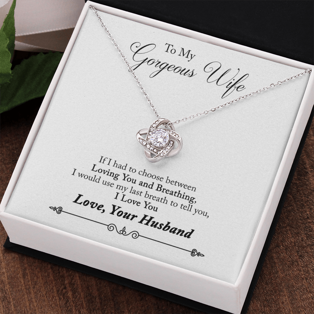 Gorgeous Wife Necklace, To My Gorgeous Wife Necklace From Husband Wife Love Knot Necklace Jewelry Gift For Women Badass Wife Gift Necklace Gorgeous Wife Gift Necklace Soulmate Gift Love Knot Pendant