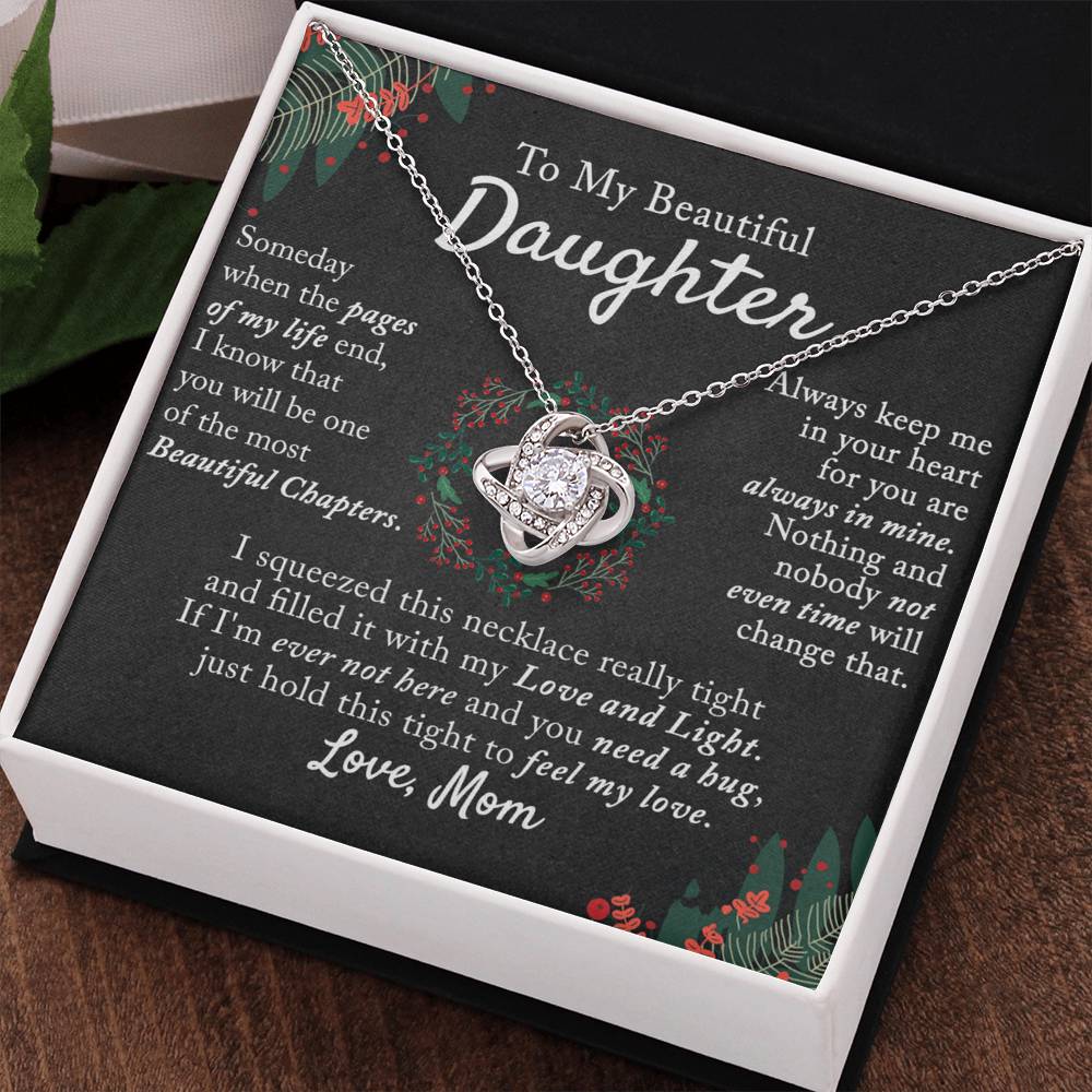To My Beautiful Daughter Necklace, Gift From Mom To Daughter, The Love Knot Necklace, Graduation Gift, Birthday Gift, Mothers Day Necklace Birthday Gift, Jewelry Gift For Girls, Little Girl
