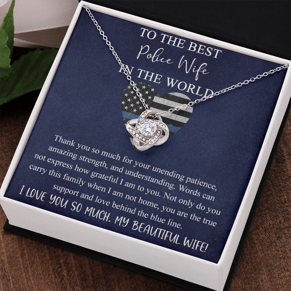 Police Wife Gift Necklace, To The Best Police Wife Love Knot Necklace Gift From Husband, Wife of Police Officer Gift Necklace, Love Knots Pendant Gift For Wife, Soulmate, Police Wife Gift Pendant