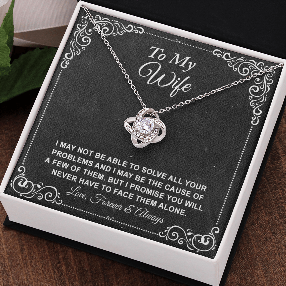 To My Wife Necklace From Husband, Love Knot Necklace Gift For Wife Husband To Wife Knot Pendant For Wife Jewelry Gift For Women, Wife Gift Necklace Soulmate Gift Pendant Forever And Always Necklace
