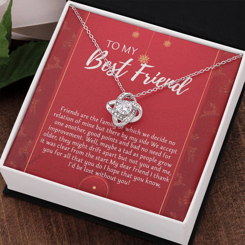 To My Best Friend Christmas Necklace From Friend, Jewelry Gift For Friend, Christmas Love Knot Necklace For Friend, BFF Best Friend Gift Necklace On Anniversary, Christmas Friends Are The Family