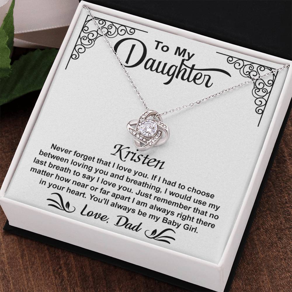 To My Daughter Love Knot Necklace with Luxury Box Gift From Dad, To My Daughter Lion Dad And Daughter - Father Daughter Gifts Ideas Love, Pendant Necklaces On Birthday, Christmas