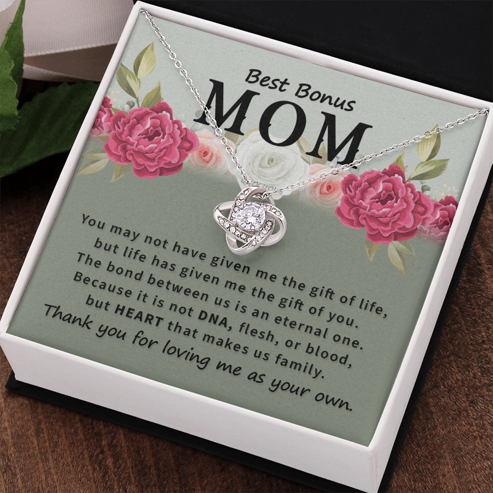 Bonus Mom Gifts from Bonus Daughter, To My Bonus Mom Necklace From Daughter, Necklace Gifts for Bonus Mom On Mothers Day, Anniversary, Mother And Daughter Necklace Gift For Mom, Mother Gift Necklace
