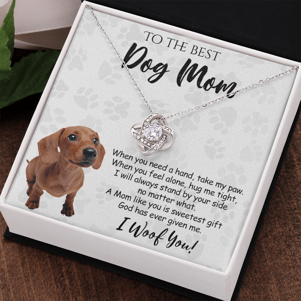 To The Best Dachshund Dog Mom Love Knot Necklace From Daughter Mother's Day Necklace Gift, Dachshund Love Knot Pendant, Jewelry Gift For Women, Dog Lovers Dachshund Gift Necklace, Dog Mom Necklace