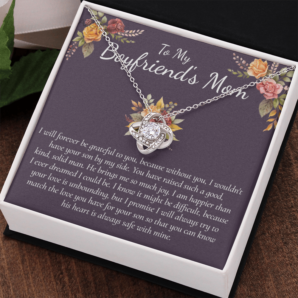 To My Boyfriends Mom Necklace From Girlfriend, Gifts Necklace for Boyfriend's Mom, Thank You Gift Necklace For Boyfriend's Mom, Boyfriends Mom Love Knot Necklace For Her, On Mothers Day, Christmas