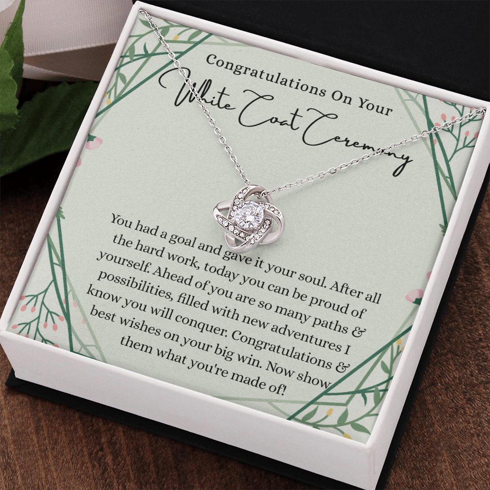 White Coat Ceremony Gift Necklace For Her, White Coat Love Knot Necklace Gift For Ceremony, New Doctor Gift Necklace White Coat Ceremony Pendant Gift For Girl Daughter Necklace Granddaughter, Niece
